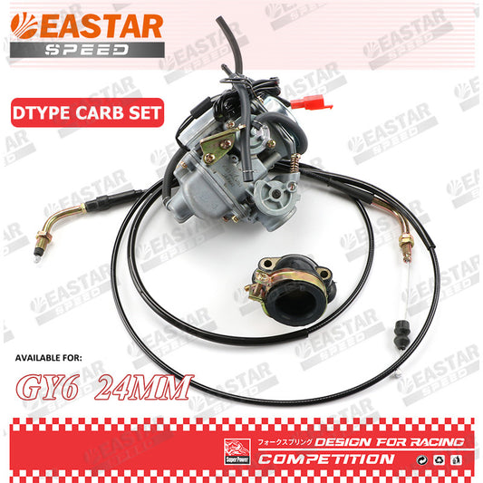 D-Type Carburetor, Manifold & Cable Kit for GY6 - 24mm