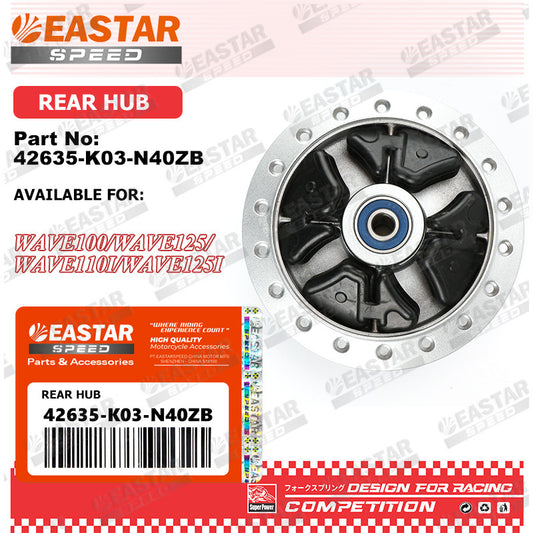 Rear Hub with Bearings & Bushings for Wave / Dream - 42635-K03-N40ZB