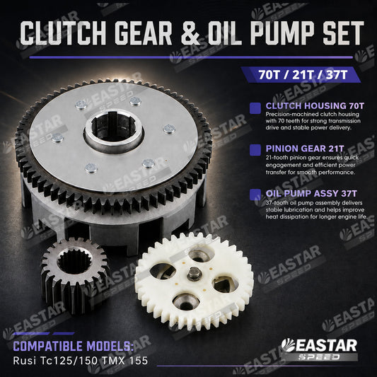 Clutch Housing, Pinion & Oil Pump for Rusi TC125/150 - Options